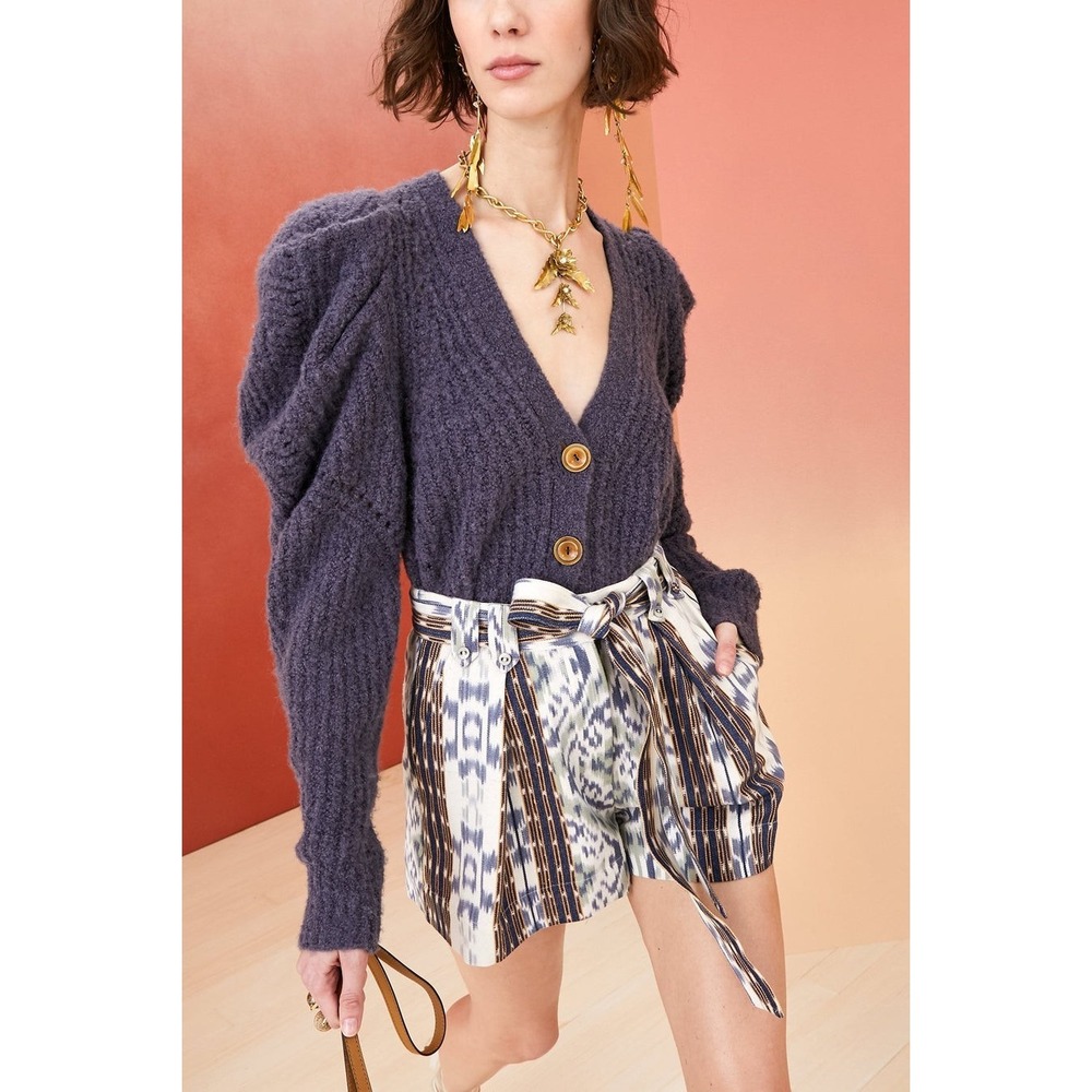 Ulla Johnson Emmy Alpaca Blend Soft Fuzzy Cardigan Periscope Grey Purple Size S